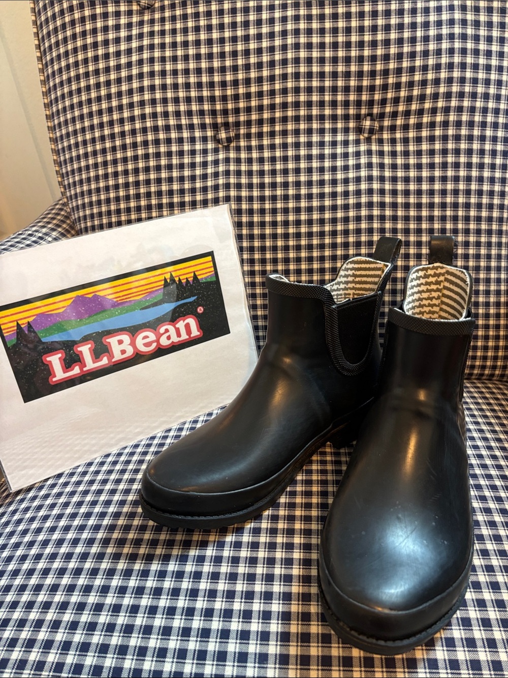 L.L. Bean Wellie Black Chelsea-Style Waterproof Ankle Boots